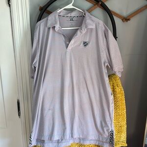 Bald head blues golf shirt